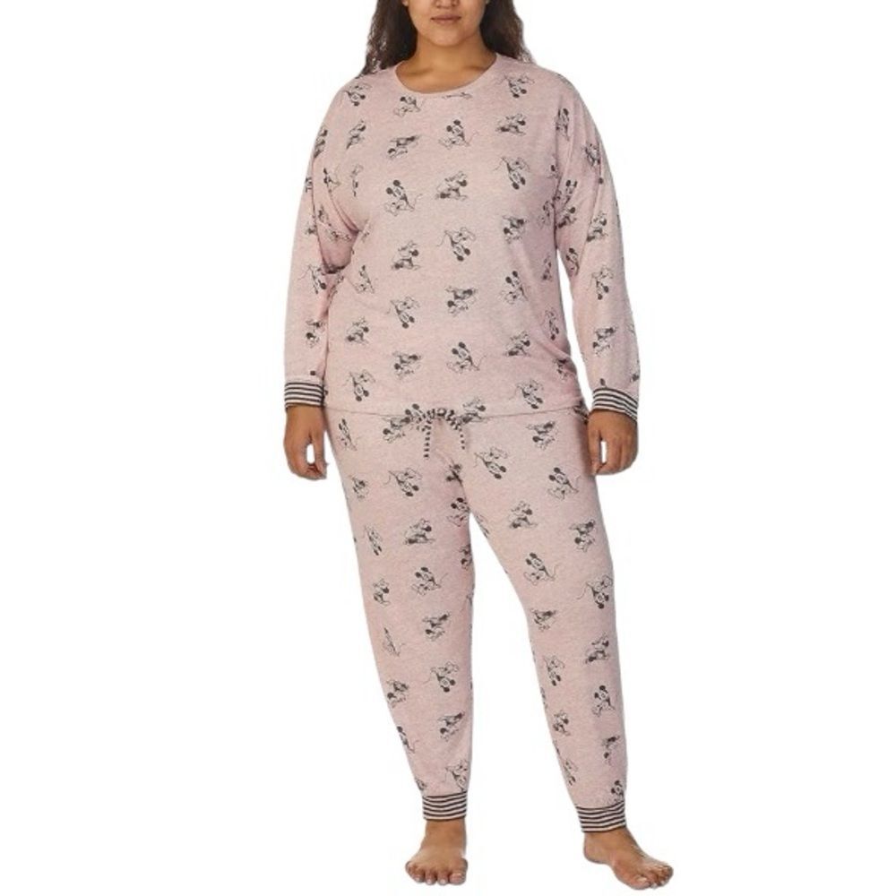 Disney Pajama Loungewear Set Mickey Minnie Mouse Soft Pink Women’s Sz XL